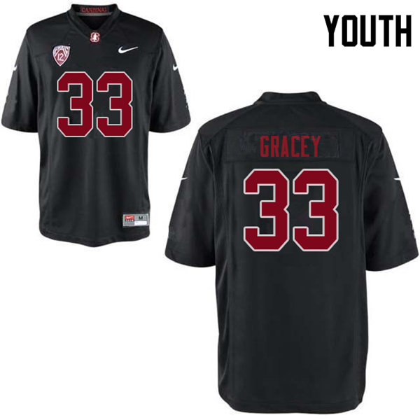 Youth #33 Alex Gracey Stanford Cardinal College Football Jerseys Sale-Black - Click Image to Close